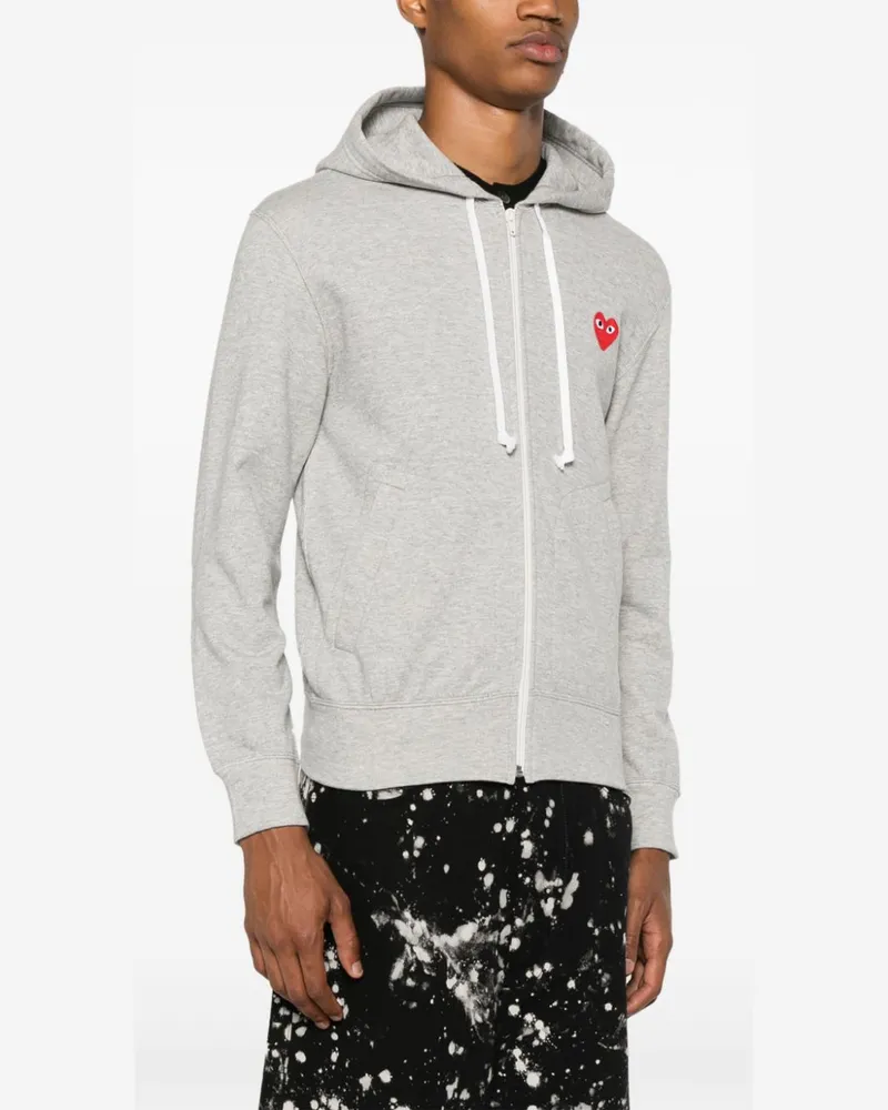 Comme des Garçons Logo-Embroidered Cotton Hoodie — Grey Grey