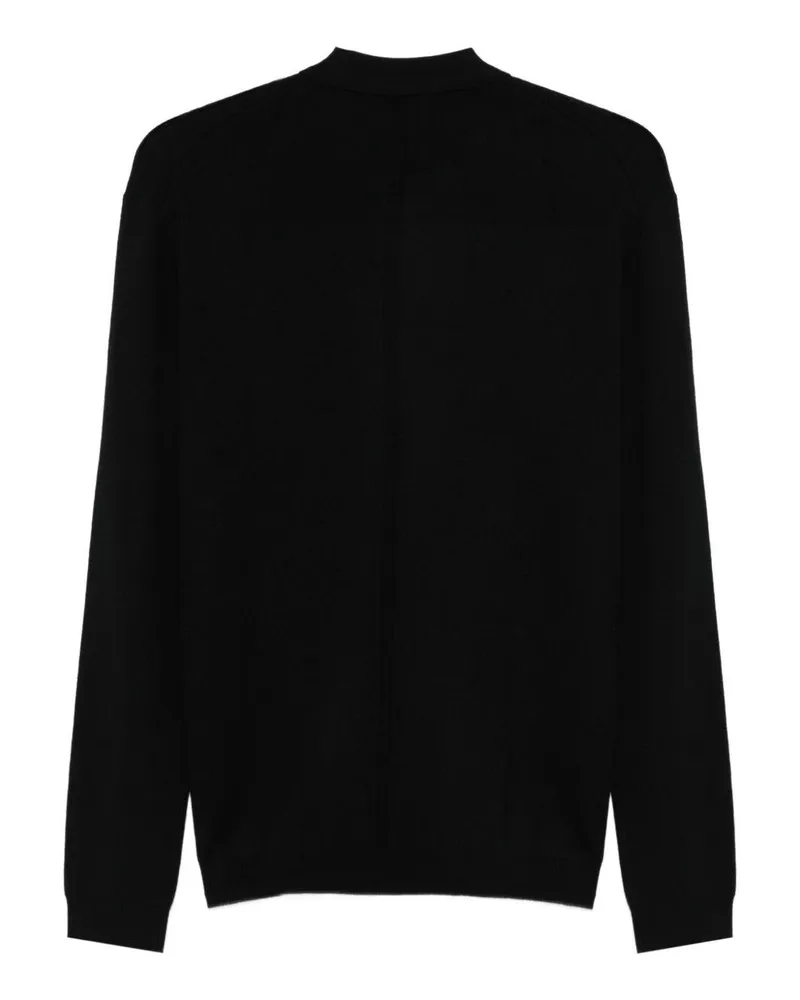 Low Brand Men Sweater With Button Placket Black Wool Black