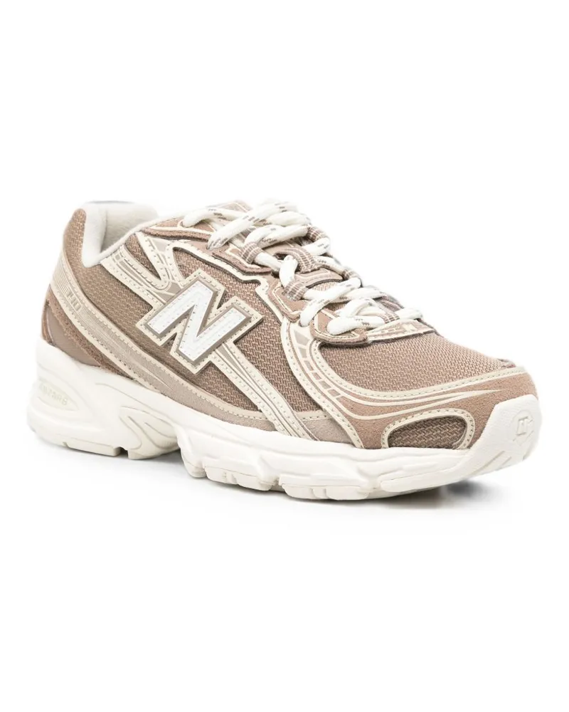 New Balance Panelled Mesh and Suede Sneaker — Taupe Taupe