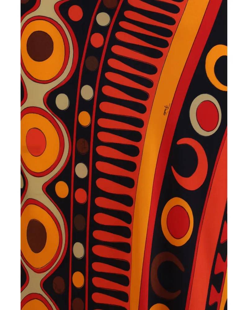 Emilio Pucci Women's Satin Skirt With Solei Print Orange Black Viscose Orange