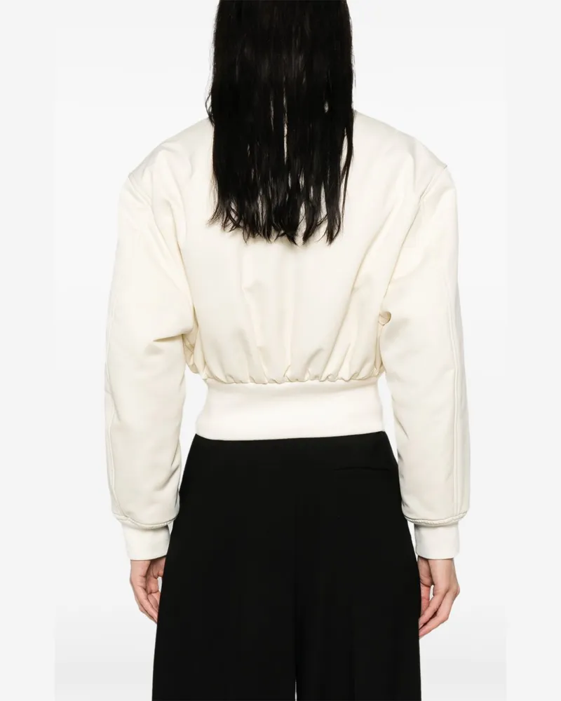 Balenciaga Cropped Bomber Jacket — White White