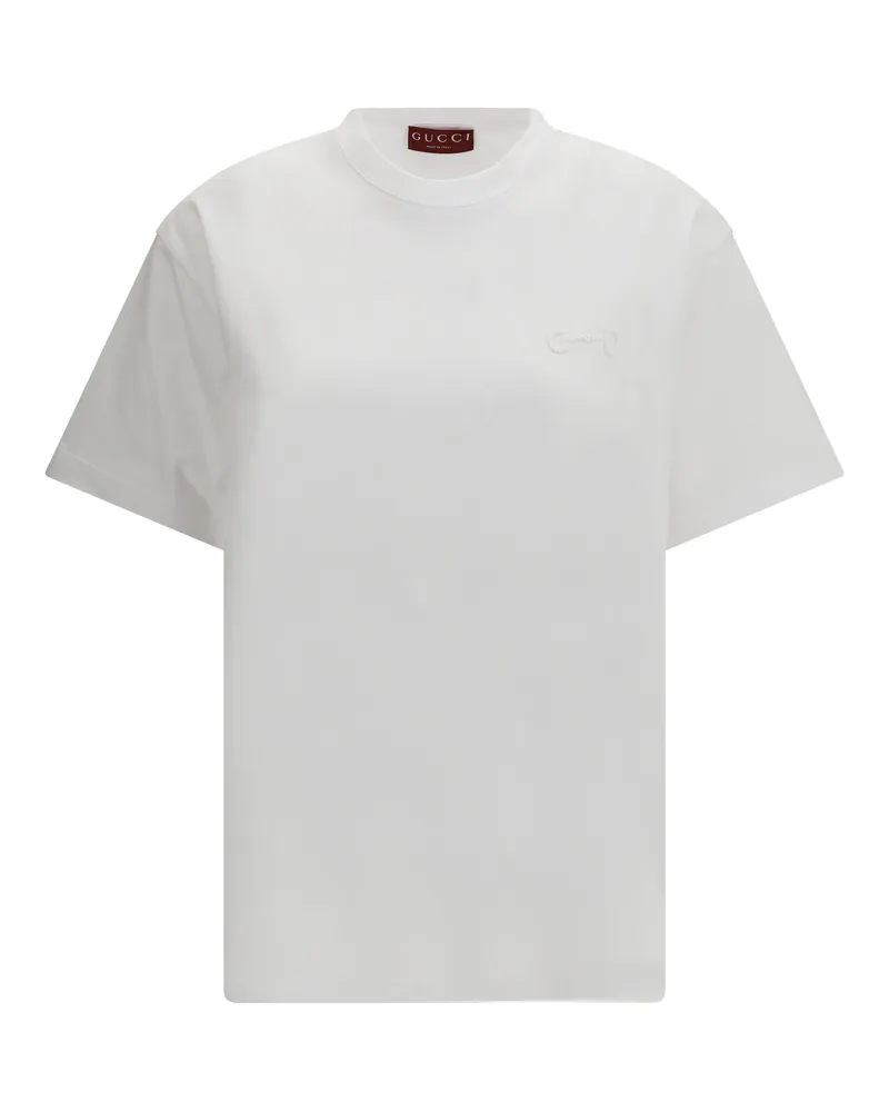 Gucci Embroidered Horsebit Cotton Jersey T-Shirt — White White