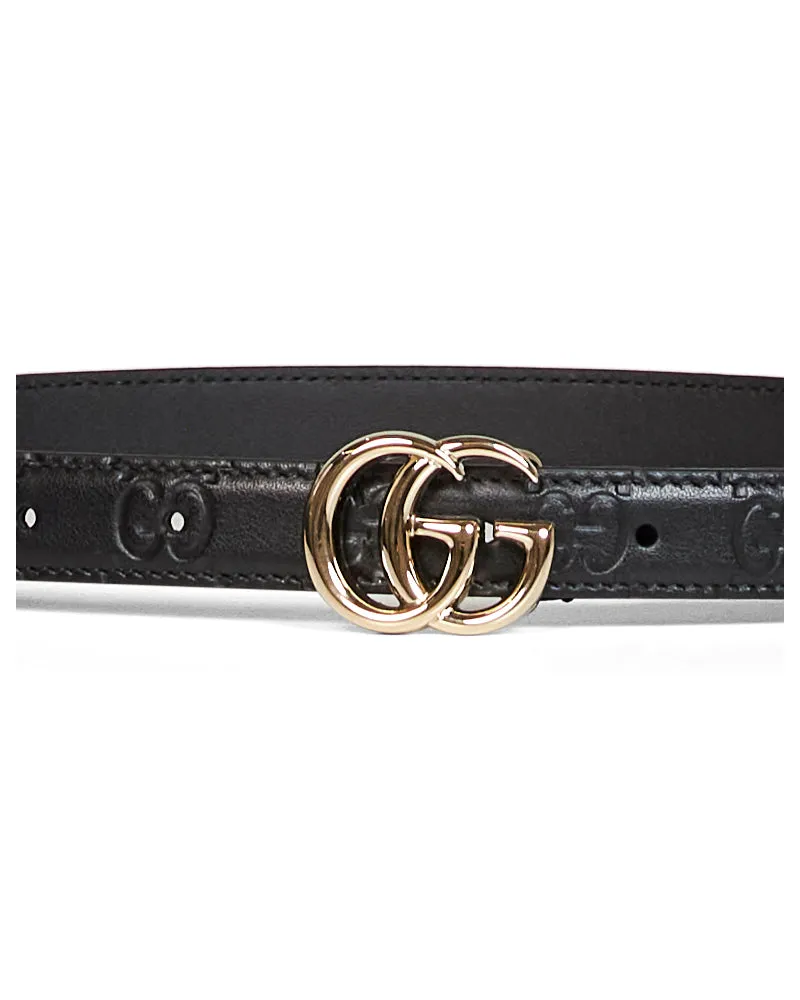 Gucci Women's Belt Gg Marmont Slim Black Calfskin Black