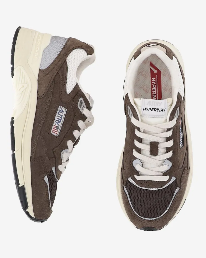 AUTRY Men's Sneakers Hyperway Brown Leather Trainers Brown