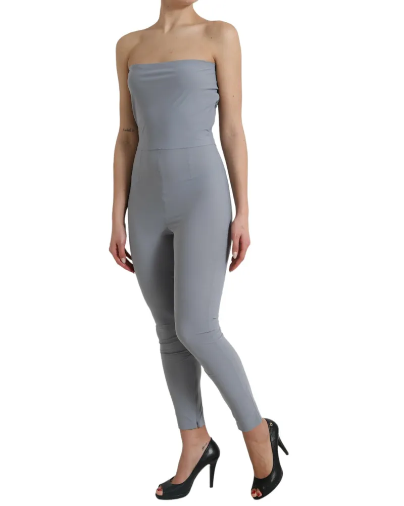 Dolce & Gabbana Women Gray Nylon Strapless Bodycon Jumpsuit Dress Polyester Elastane Gray