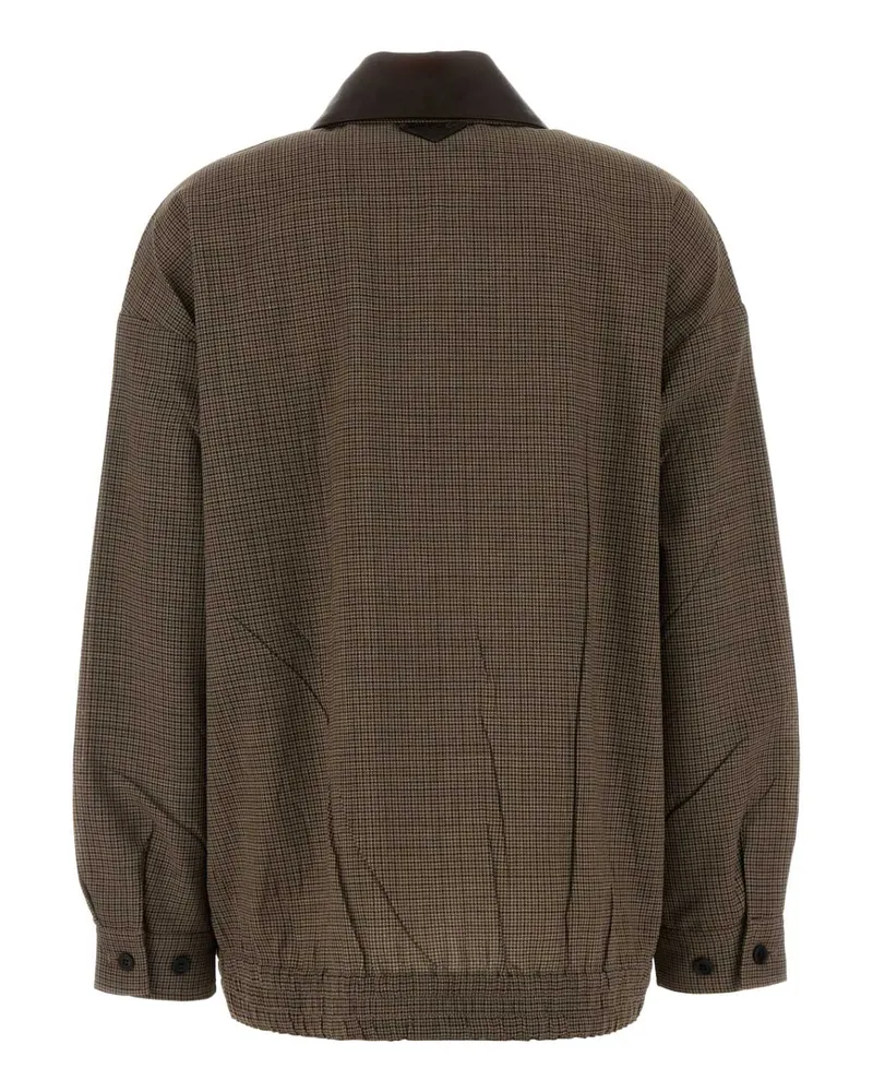 Prada Women's Embroidered Wool Jacket Tabacco Exterior: Virgin Giubbini Brown