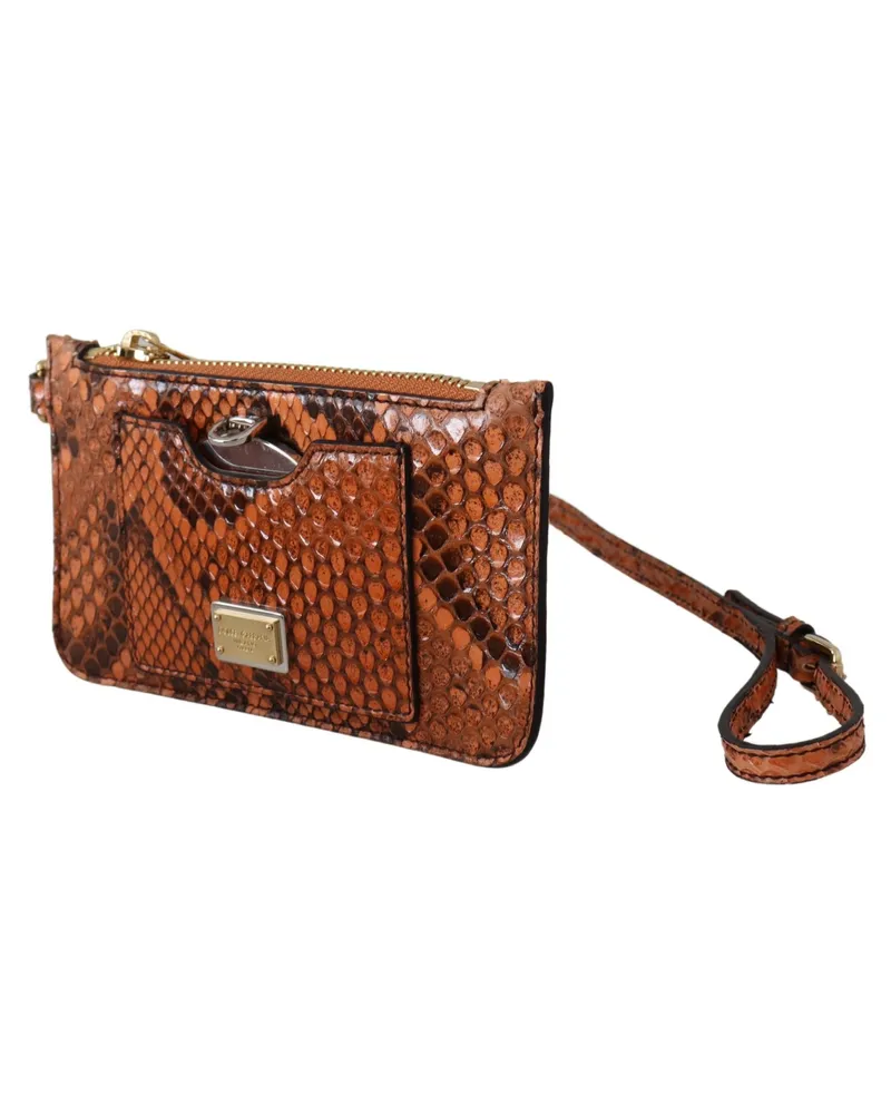 Dolce & Gabbana Women's Brown Leather Coin Purse Wristlet Mirror Agnese Wallet Brown
