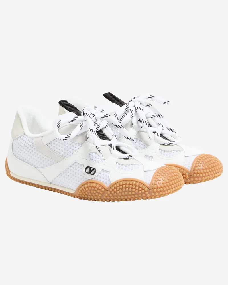 Valentino Garavani Women's Sneakers Amphibia Rubberized Calf Leather White Calfskin Trainers White