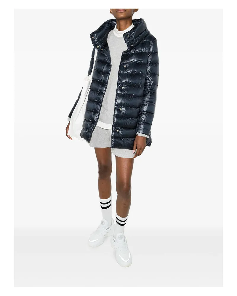 Herno High-Shine Quilted Down Jacket — Navy Navy