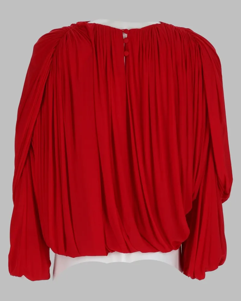 Magda Butrym Draped Cupro Blouse — Red Red