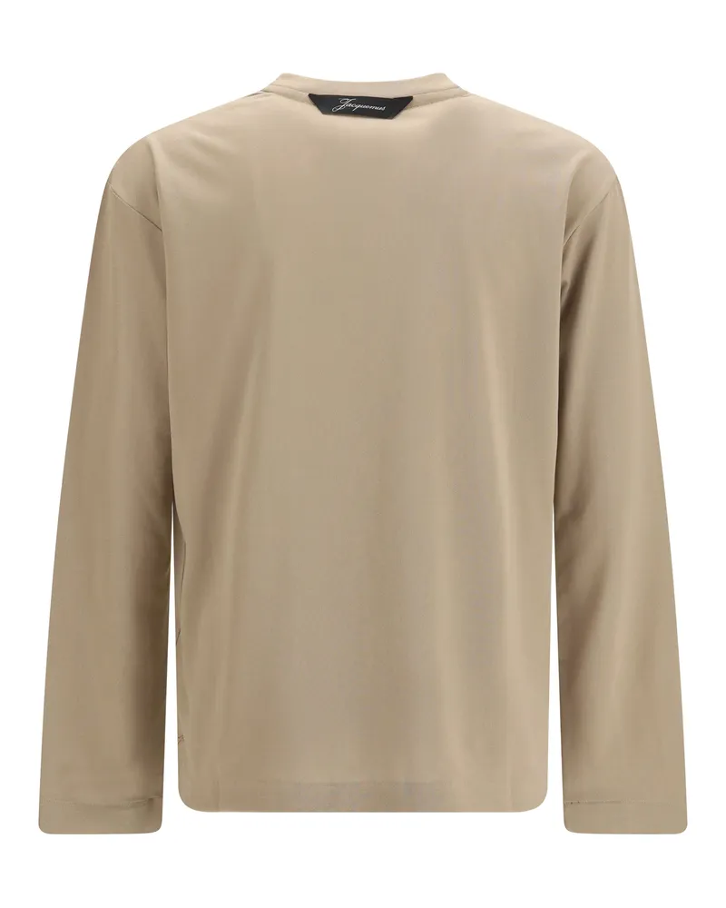 Jacquemus Rond Carré Long-Sleeve T-Shirt — Beige Beige