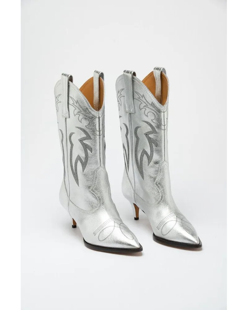 Moschino Embroidered Viscose Boot — Silver Silver