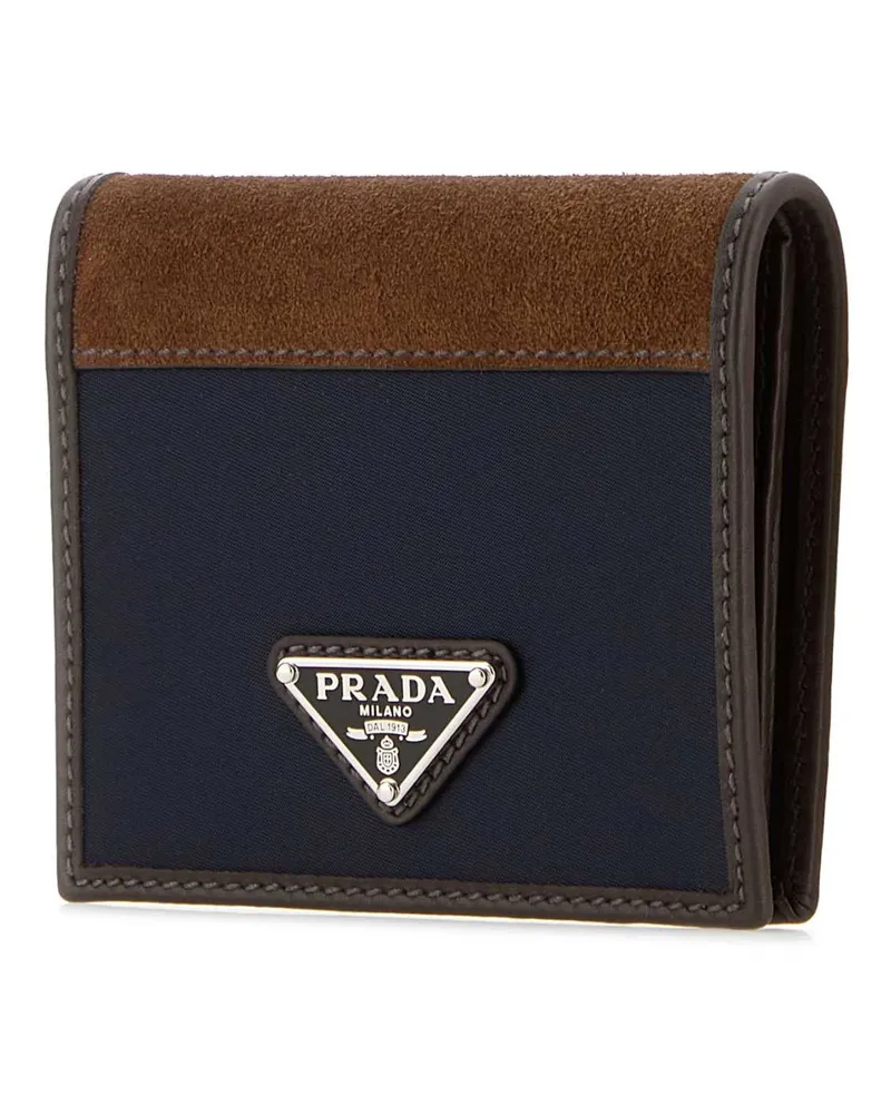 Prada Men's Two-Tone Fabric And Suede Wallet Blucaffe Poliammidericiclata-Vitello Portafogli Blucaffe Navy