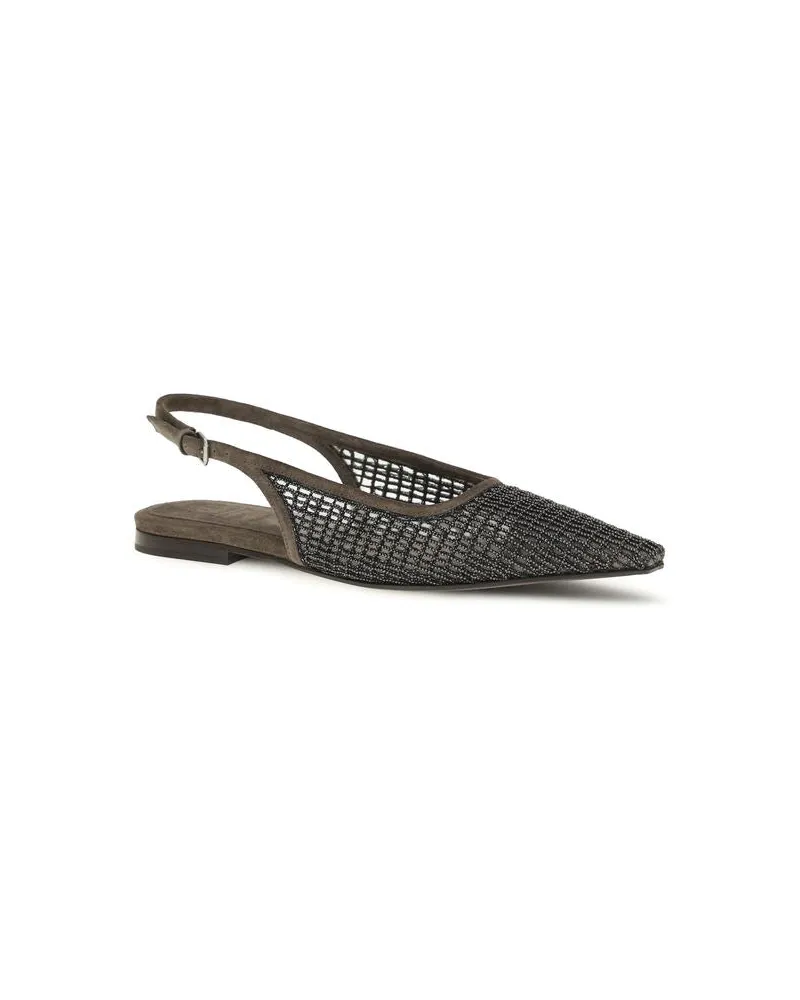 Brunello Cucinelli Women's Brown Calf Leather Bos Taurus Ballet Flats Brown