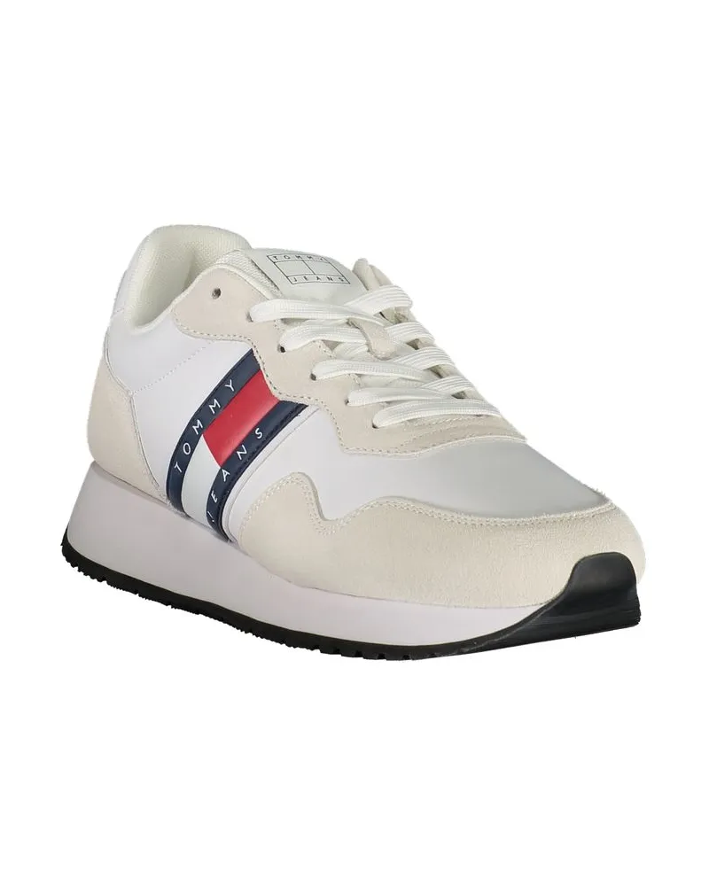 Tommy Hilfiger Contrast-Stripe Leather Sneaker — White White