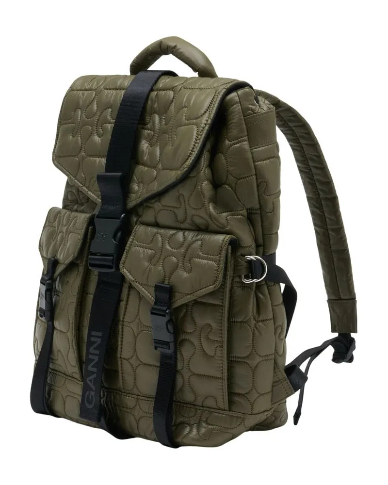 Ganni Women's Re Tech Backpack Green Synthetic Green