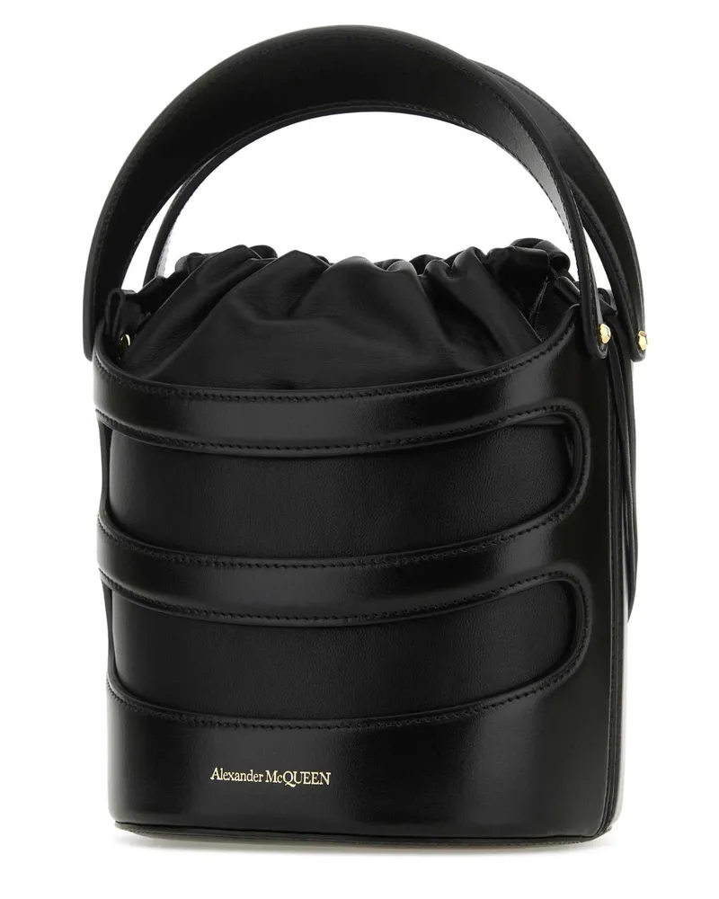 Alexander McQueen Women's Black Leather The Rise Bucket Bag Nerobianco Borse A Secchiello Black