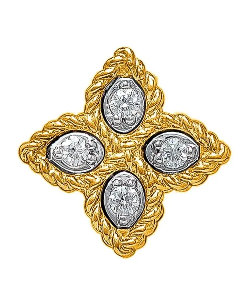 Roberto Coin Women's 18kt Yellow Gold Princess Flower Diamond Earrings Continuty Gold