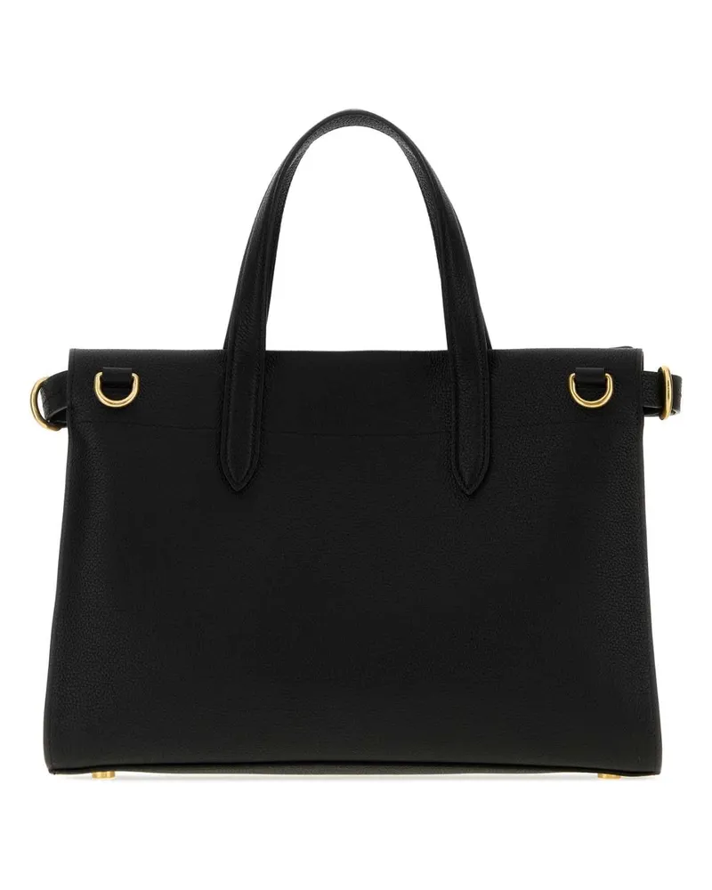 Burberry Grained Calf Leather Top Handle Bag — Black Black