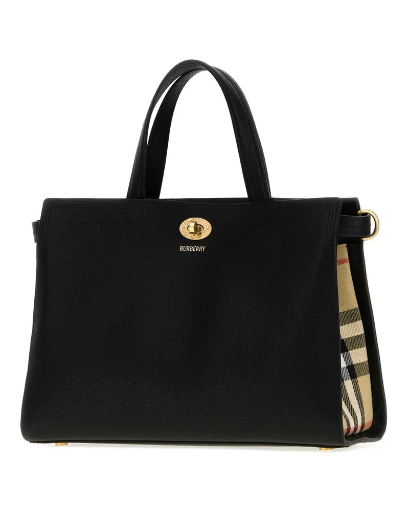 Burberry Grained Calf Leather Top Handle Bag — Black Black
