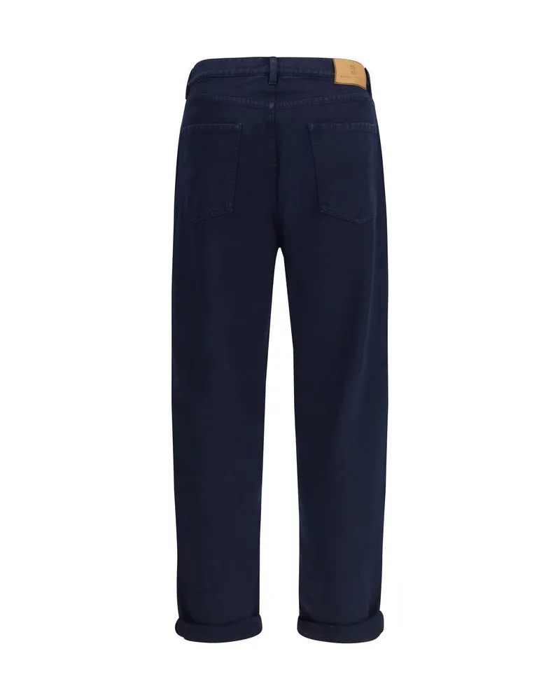 Brunello Cucinelli Men's Blue Cotton Straight-Leg Jeans Clothing Navy
