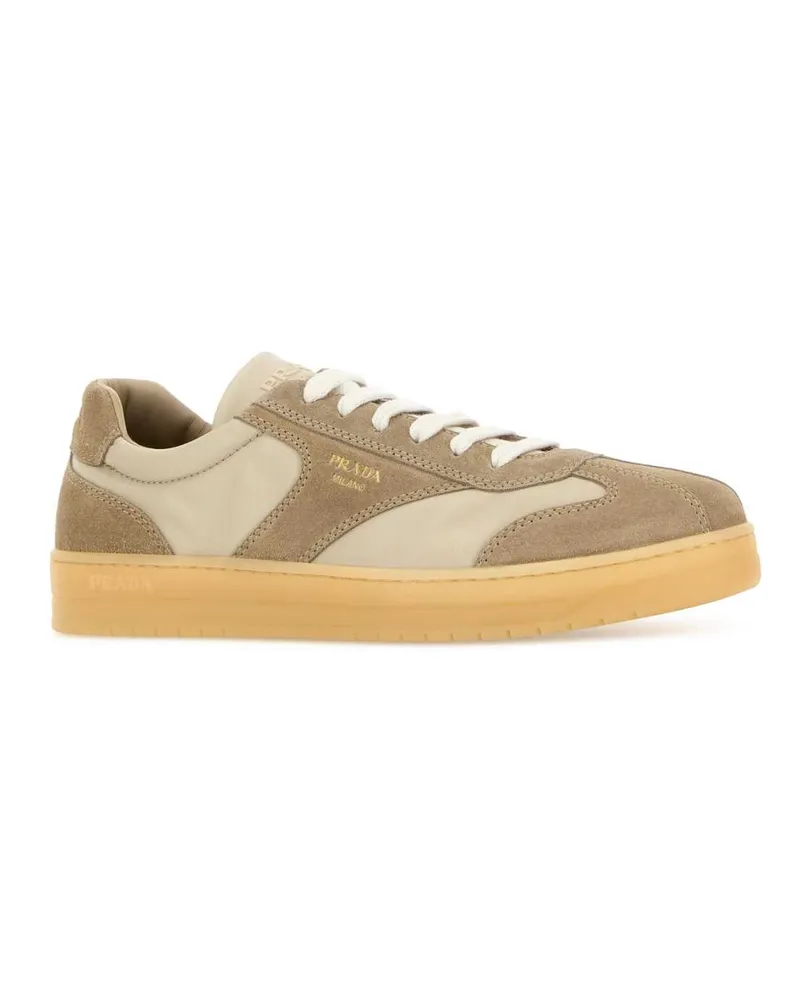 Prada Men's Beige Suede E Re-Nylon Sneakers Deserto Beige