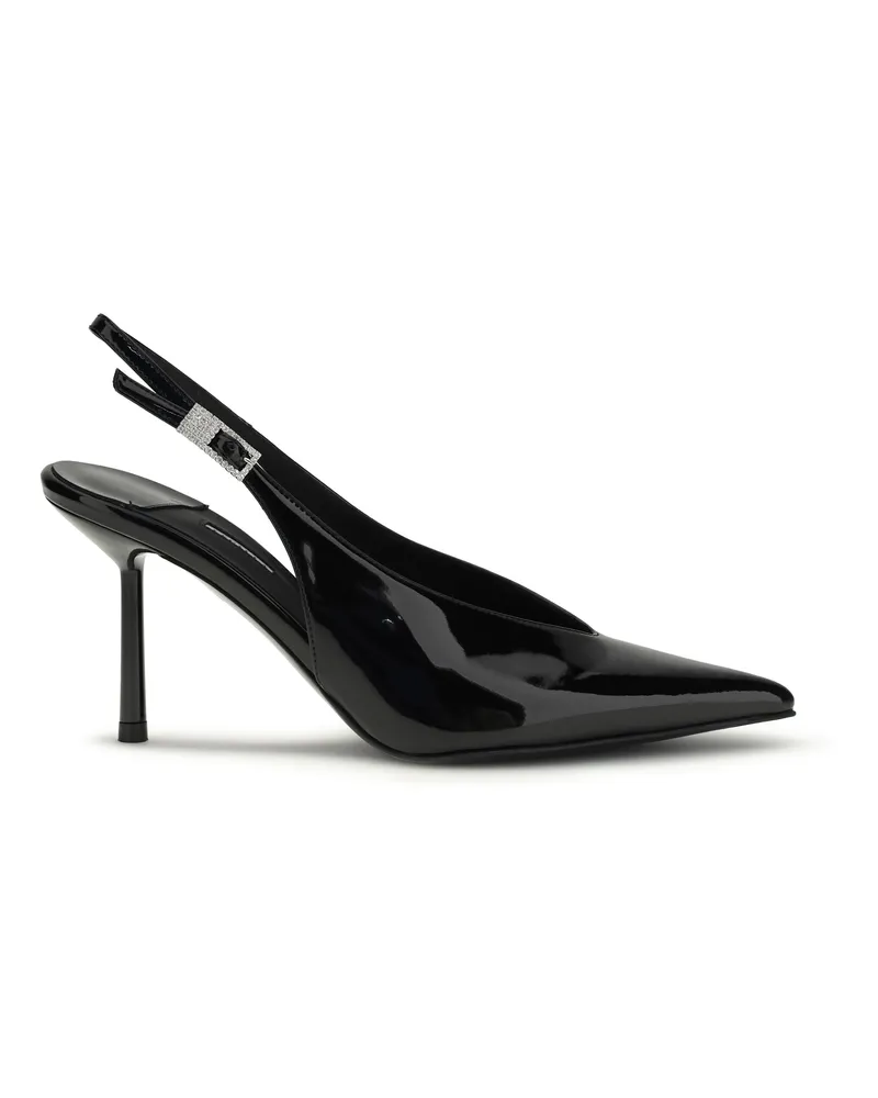 Le Silla Women's Slingback Pumps Clivage Black Patent Black-Crystal Calf Leather Sandal Black/crystal Black