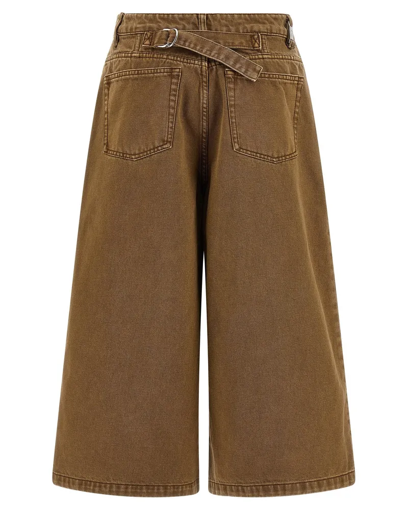 AMI Paris Garment-Dyed Denim Bermuda Shorts — Khaki Khaki