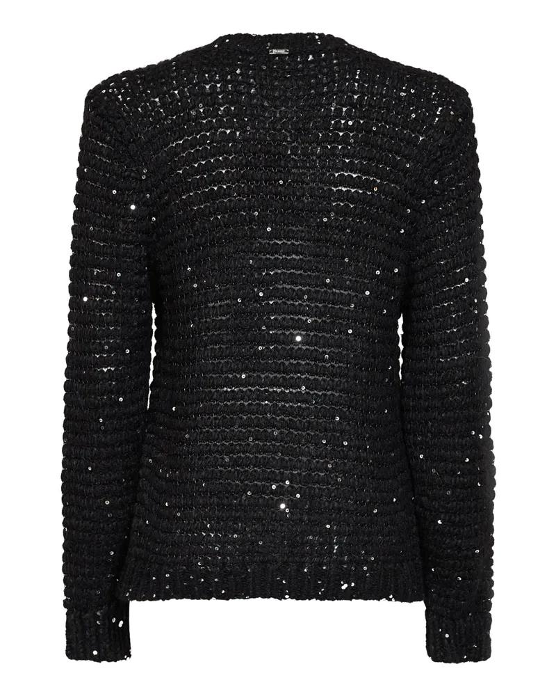 Herno Sequin-Embroidered Alpaca Blend Sweater — Black Black