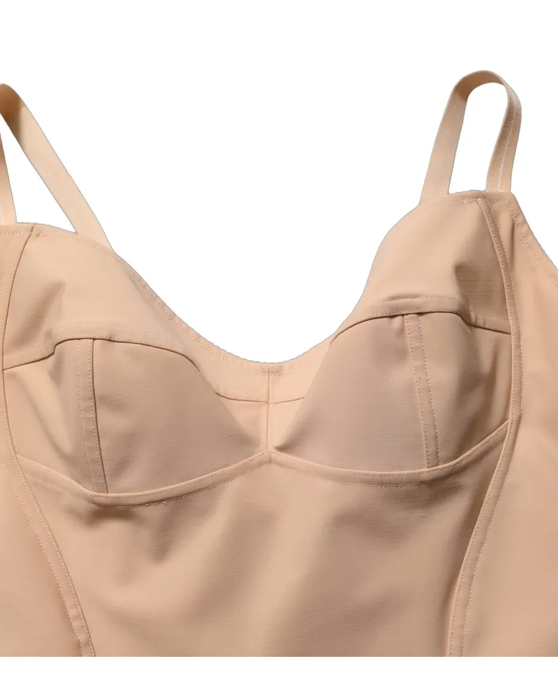 Dolce & Gabbana Women's Nude Nylon Full Body Shaper Bodysuit Top Elastane Beige