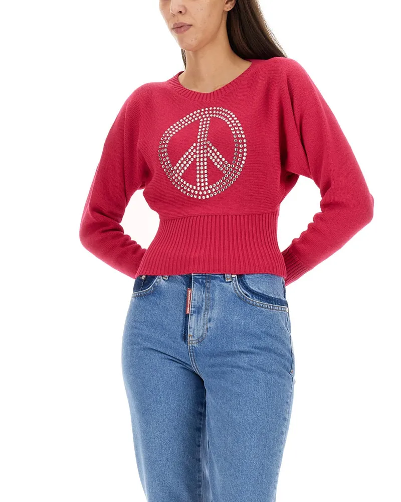 Moschino Peace Symbol Virgin Wool Sweater — Pink Pink