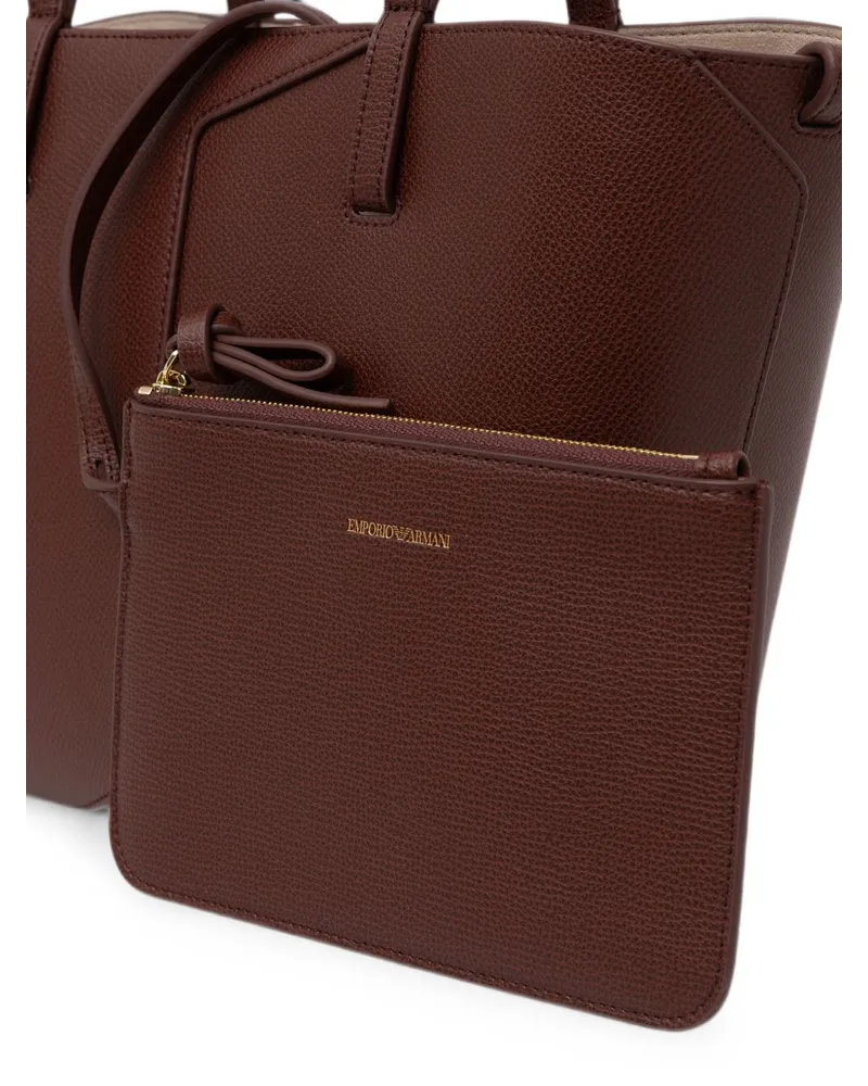 Emporio Armani Pebbled Leather Tote Bag — Brown Brown