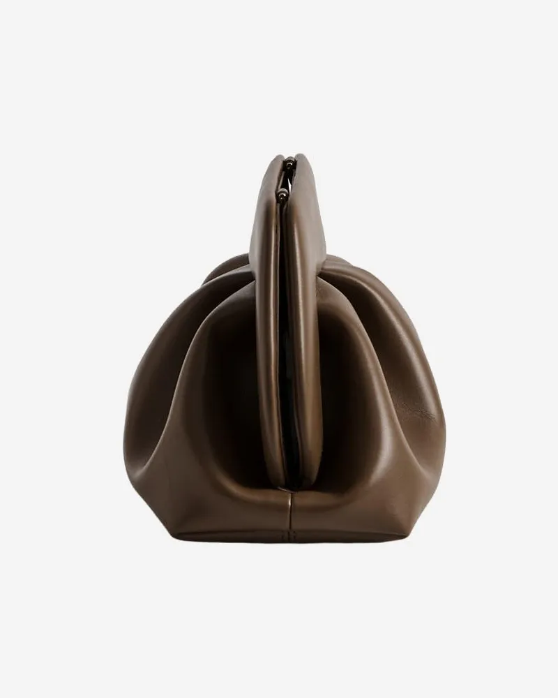 THEMOIRÈ Women's Vegan Fabric Bag Dark Brown Handbags Hand Brown