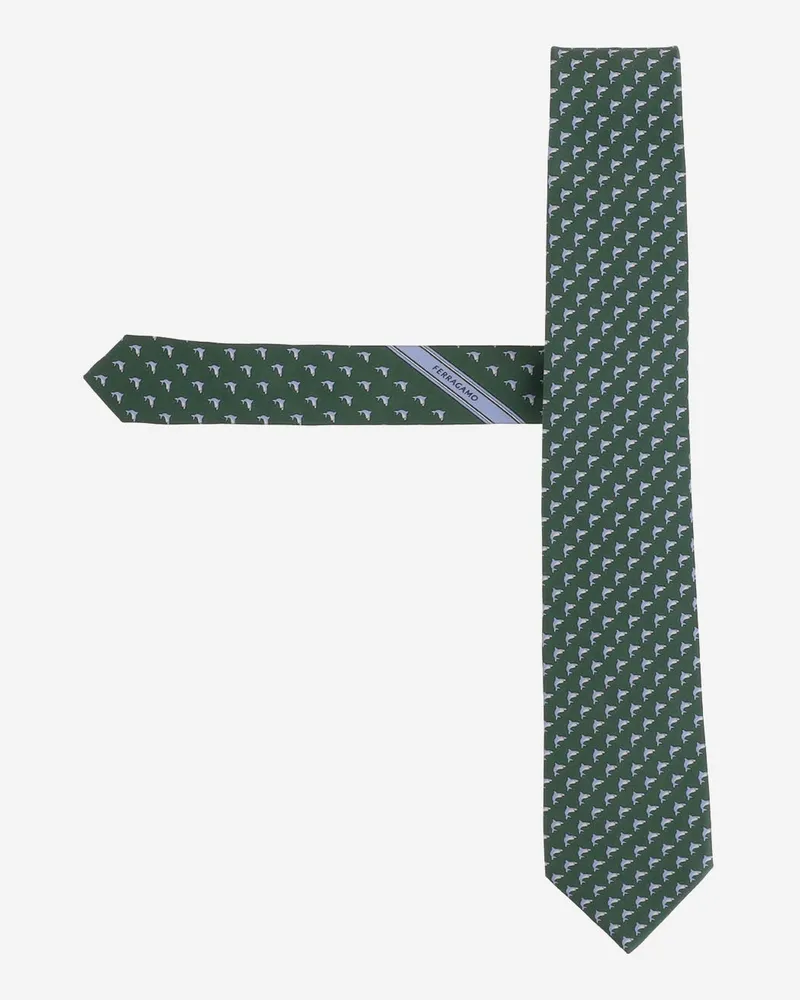 Ferragamo Men's Silk Tie Green Ties & Bow Green