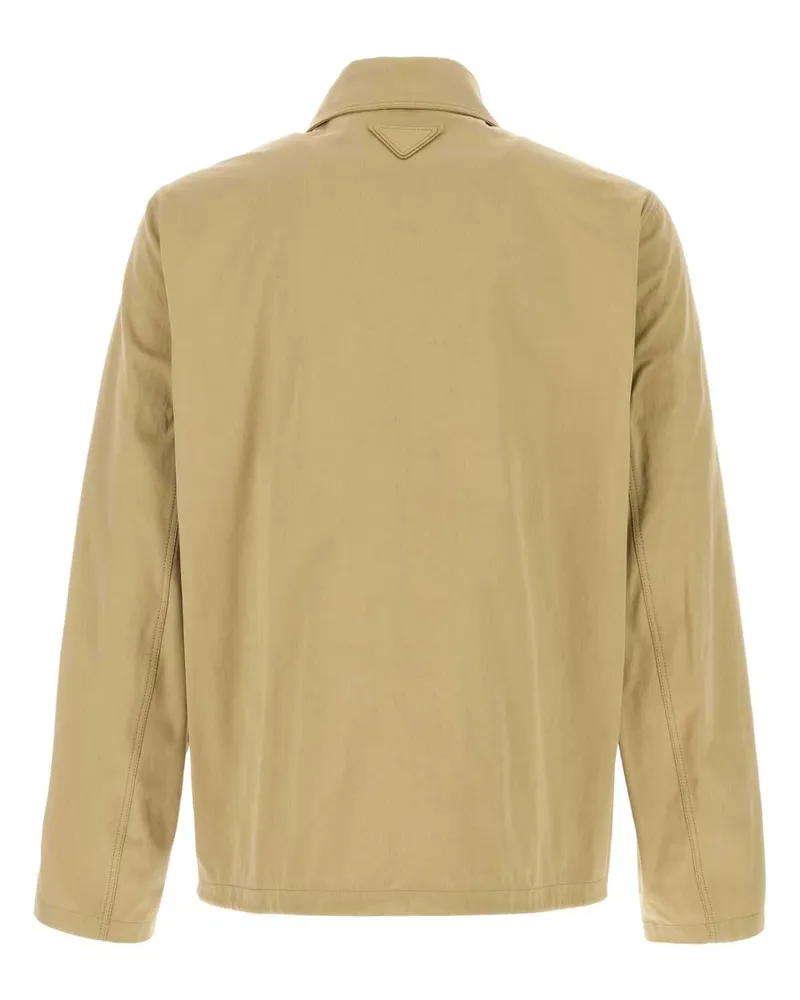Prada Men's Beige Cotton Jacket Kaki Exterior: Giubbini Beige