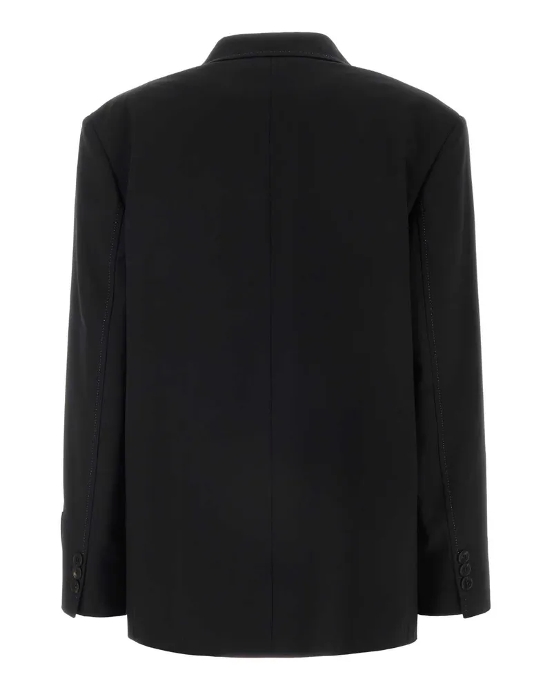 Marni Women's Contrast-Stitched Virgin Wool Blazer Black Polyester Blazers Black