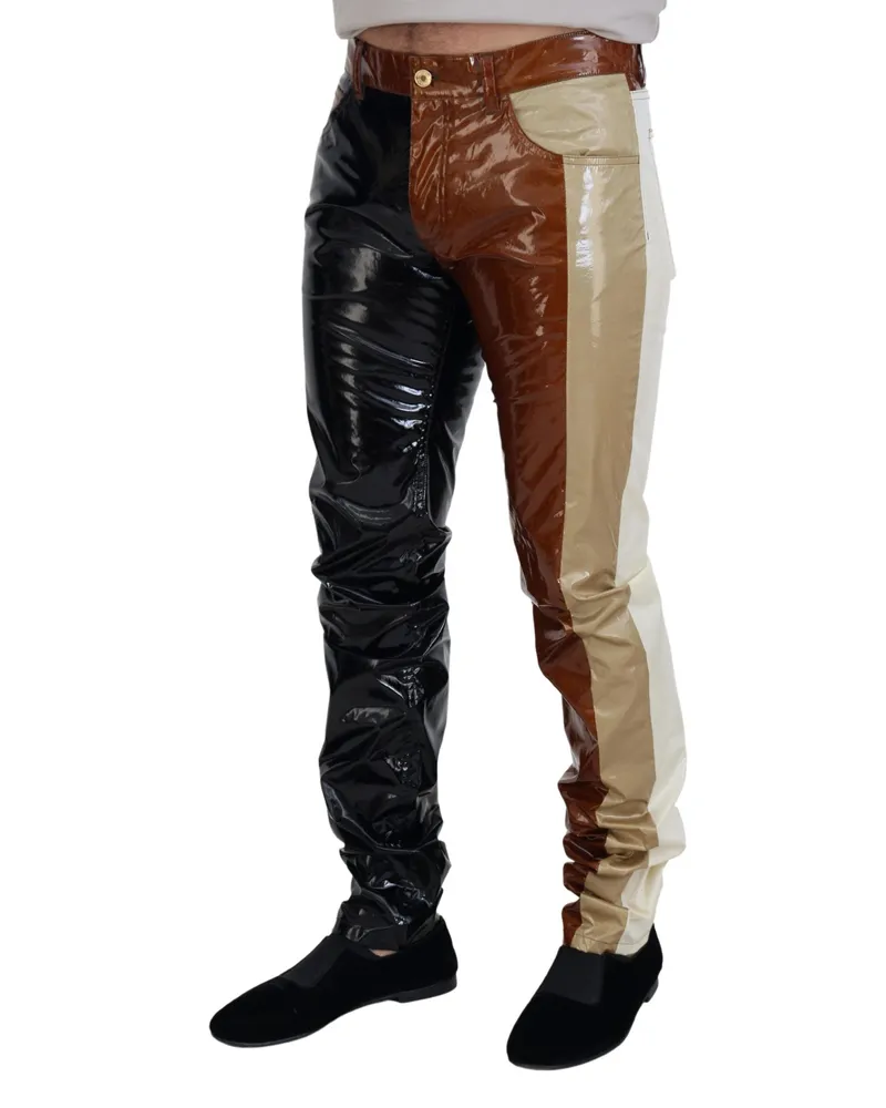 Dolce & Gabbana Multicolor Shining Slim Fit Men Denim Jeans Silk Elastane Clothing Multicolor
