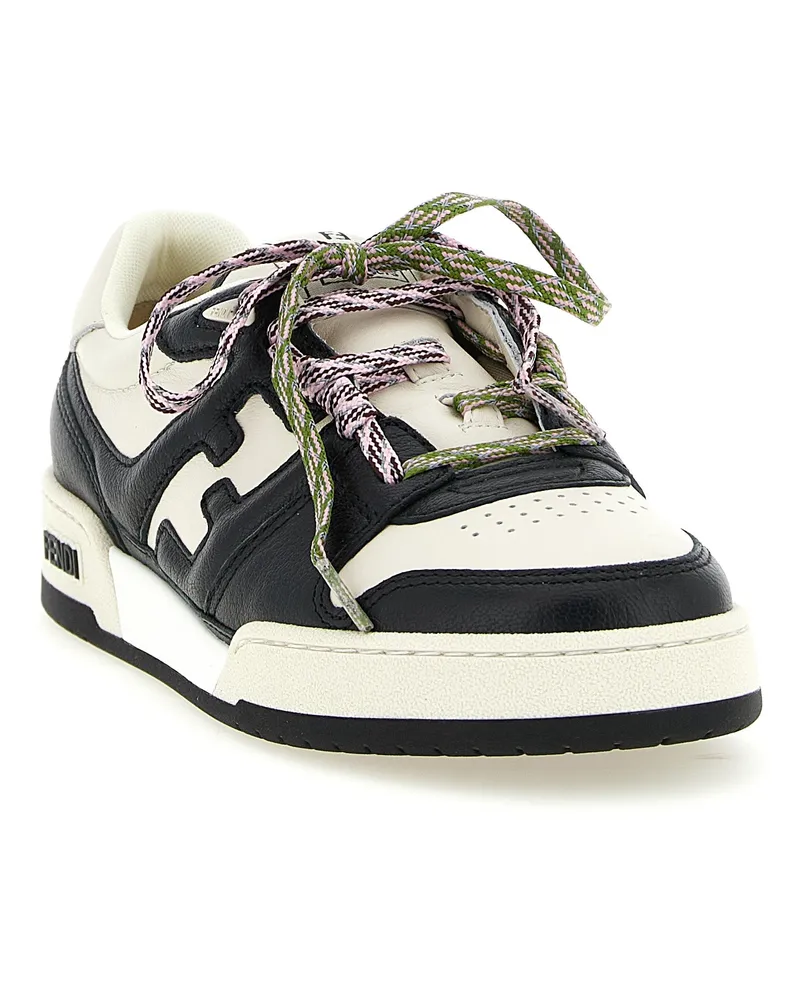Fendi Women's Bicolor Calfskin Athletic Sneakers White