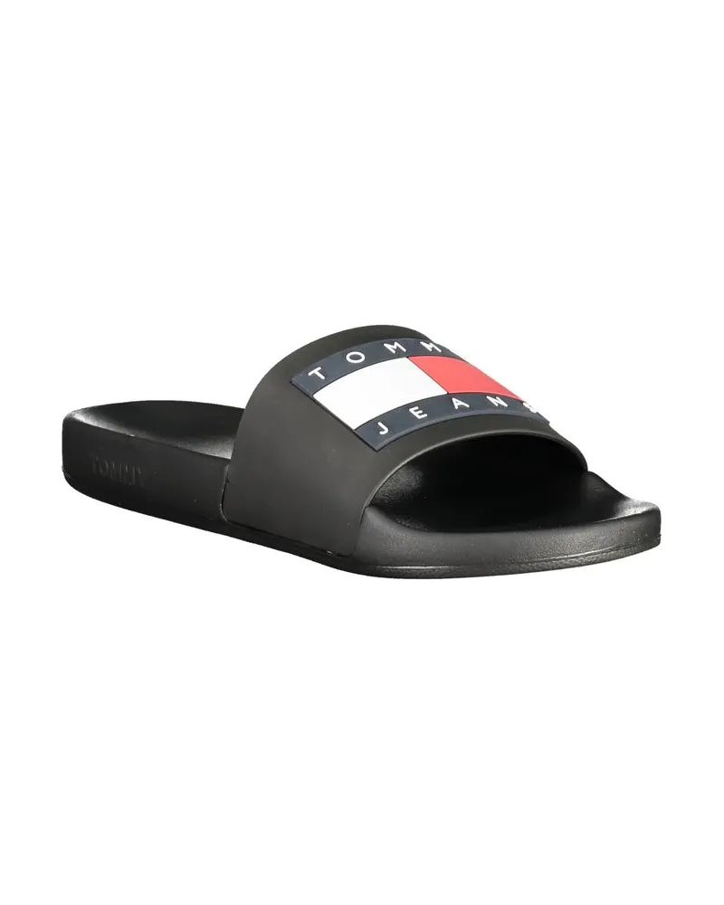 Tommy Hilfiger Polyurethane Logo Slipper — Black Black