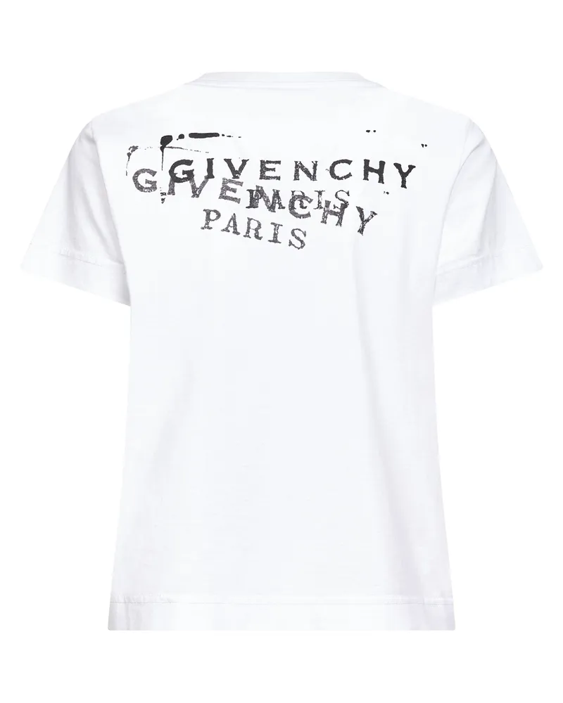 Givenchy Women's White Stamp Print T-Shirt Cotton T-Shirts & Jerseys White