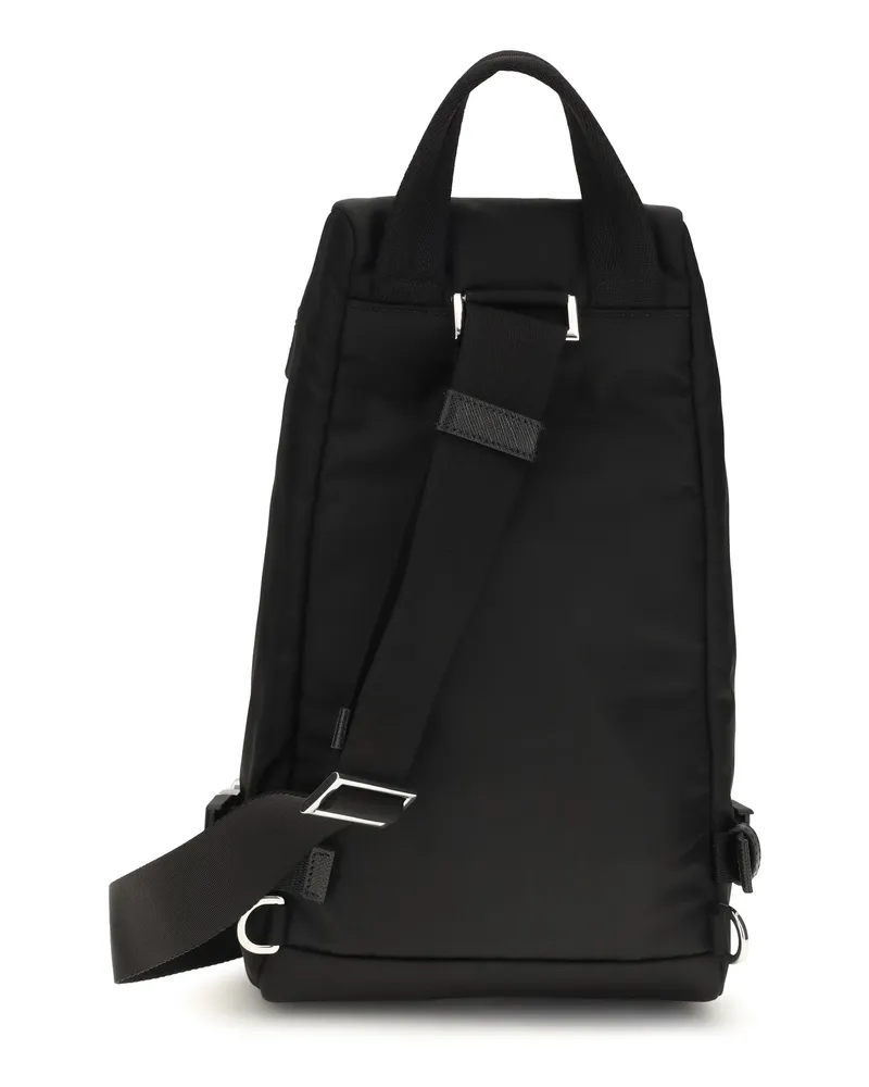Prada Triangle Logo Backpack — Black Black