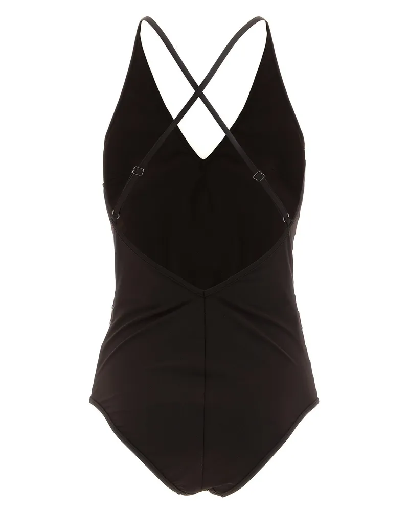 Brunello Cucinelli Sequin-Striped One-Piece Swimsuit — Black Black