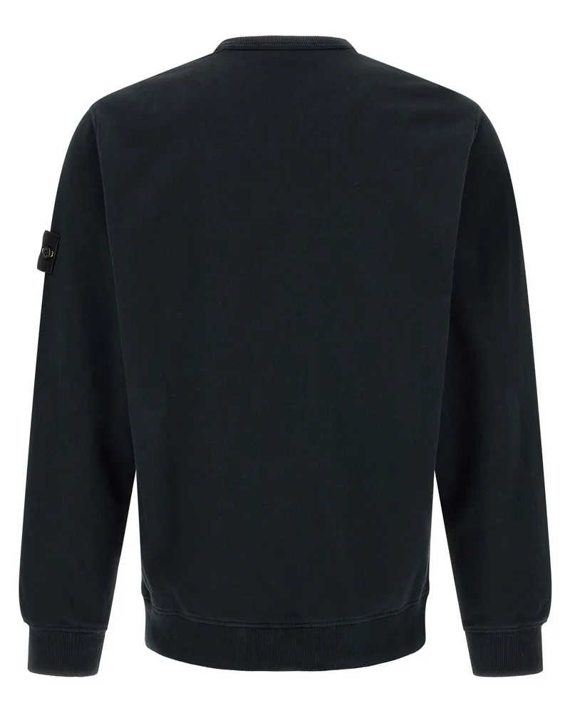 Stone Island Badge Logo Crew Neck Sweatshirt — Black Black