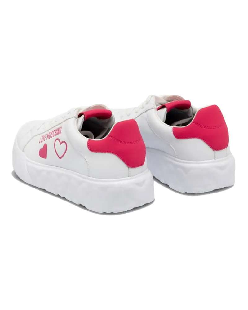 Moschino Women's Heart 45 Logo Sneakers White Shoes White