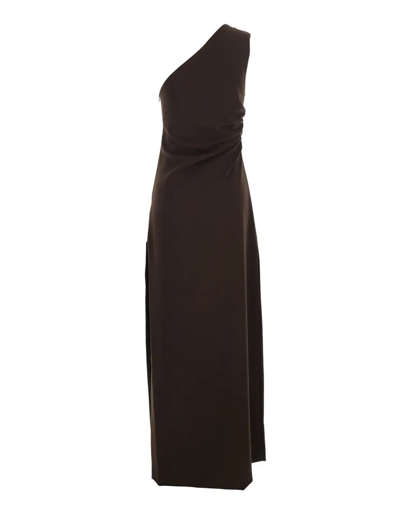 P.A.R.O.S.H. One-Shoulder Dress — Brown Brown