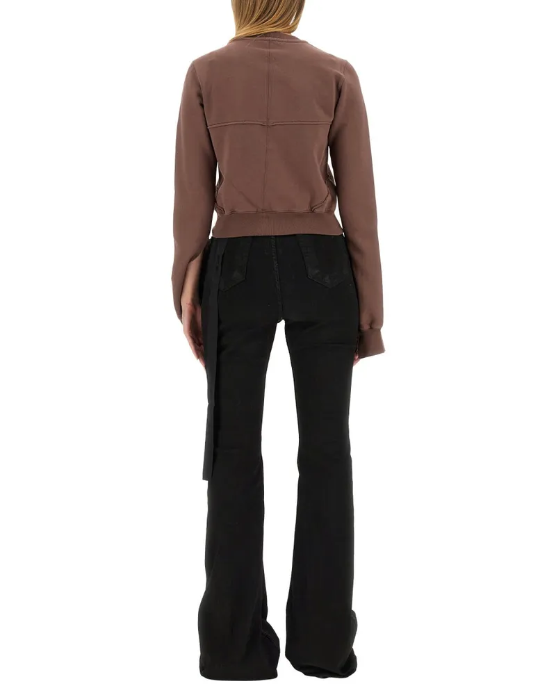 DRKSHDW by Rick Owens Cropped Cotton Sweatshirt — Brown Brown