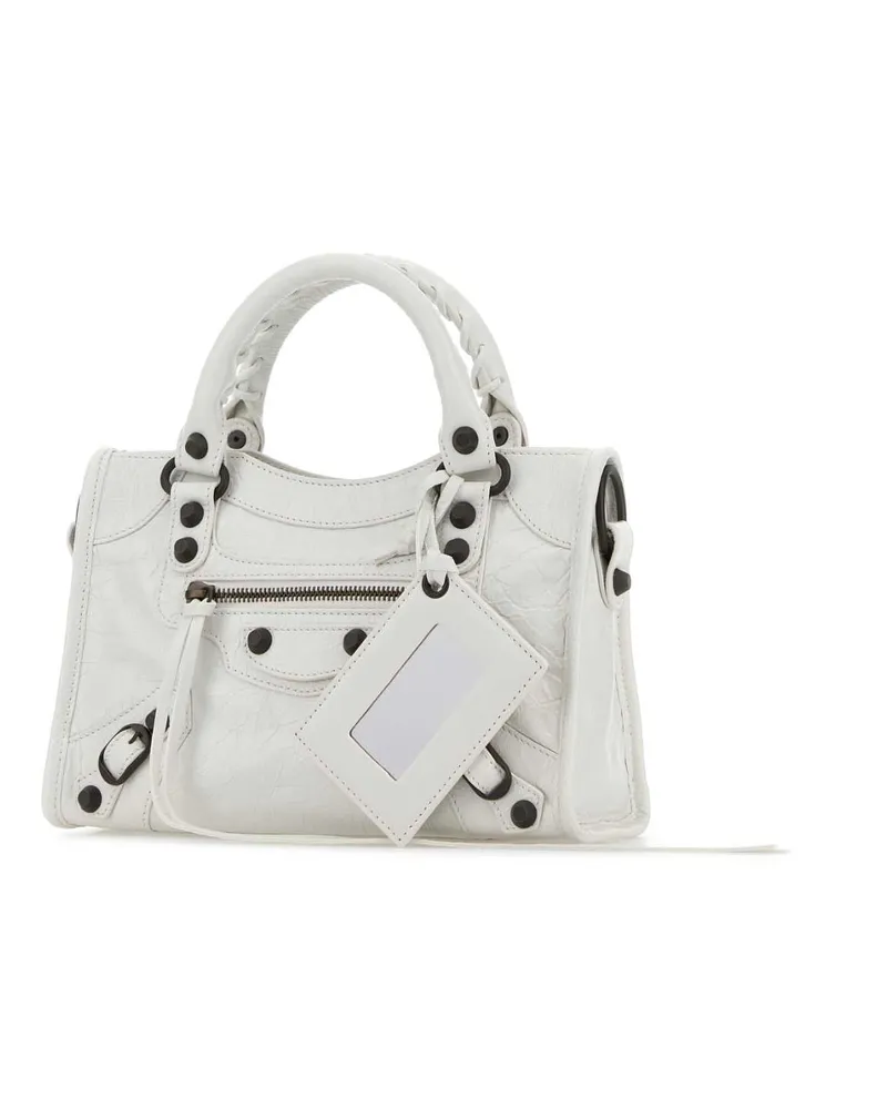 Balenciaga Le City Lambskin Leather Top Handle Bag — White White