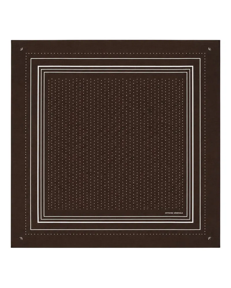 Officine Generale Wool Dot-Print Scarf — Brown Brown