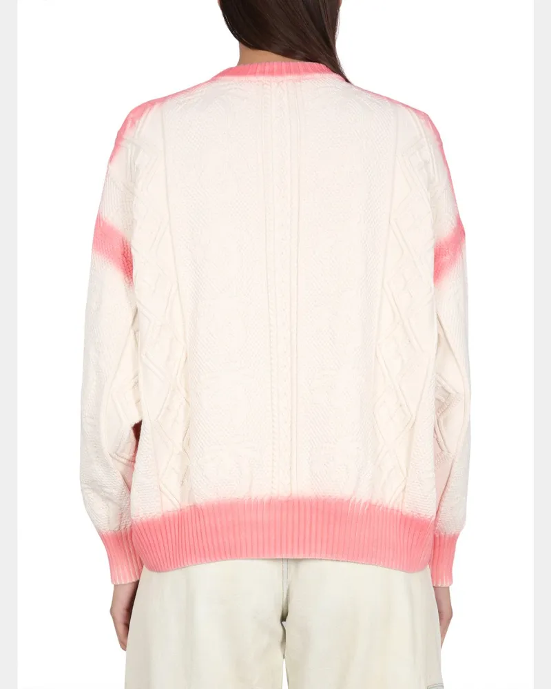 Palm Angels Patent Leather Effect Palm Print Sweater — White White