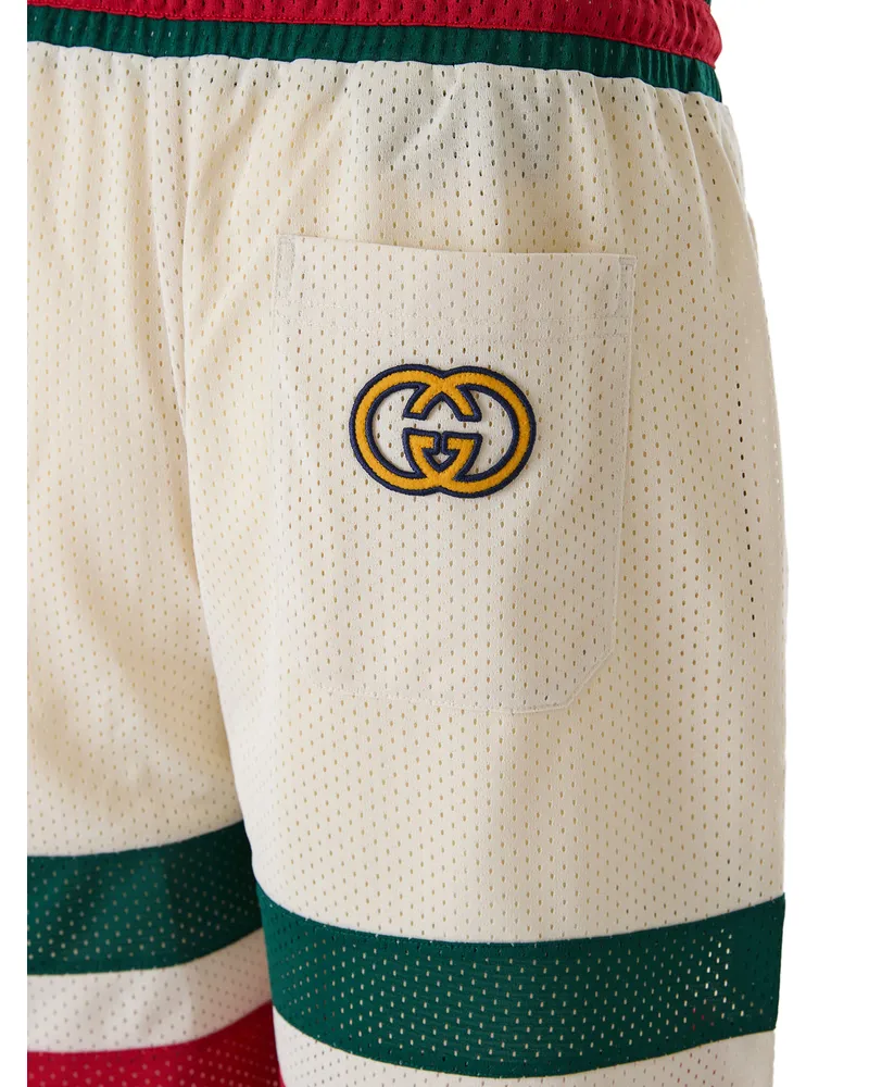 Gucci Men Cream Polyester Logo Shorts Cream